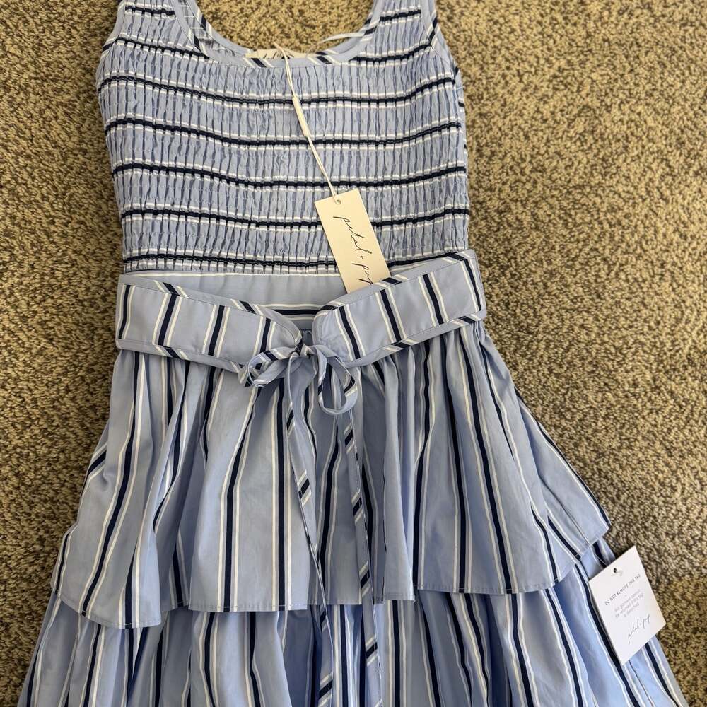Petal & Pup Waverly Maxi Dress in Blue Stripe with Smocked Bodice Sz. XS - Picture 4 of 10